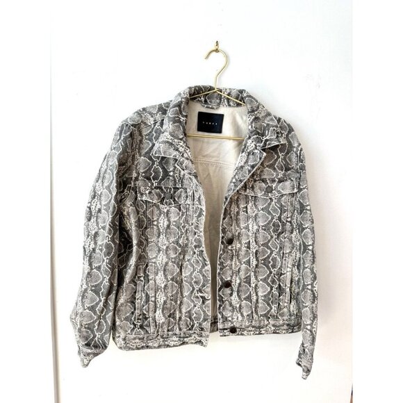 BLANKNYC Denim Trucker Jacket Snake Along Snakeskin Large - Picture 1 of 11